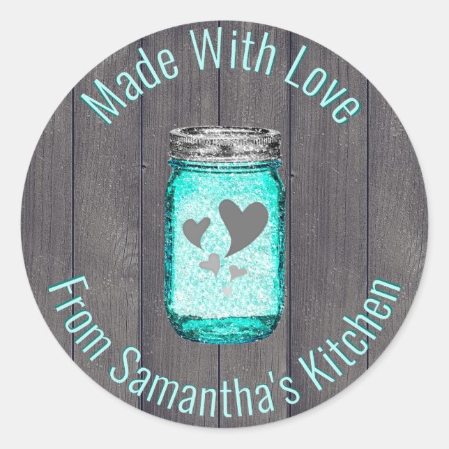 Rústica etiqueta de cocina Mason Jar hecha con amo (Anverso)