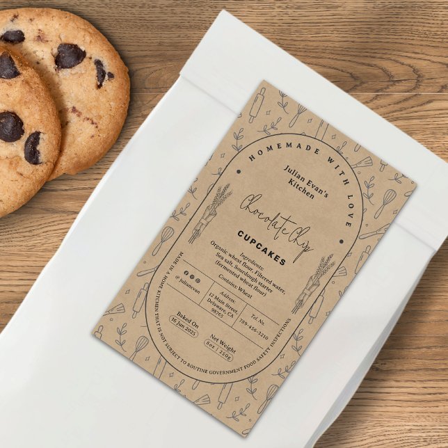 Rústica etiqueta de ley casera Kraft para panaderí (Rustic Kraft Homemade Bakery Cottage Law Label)