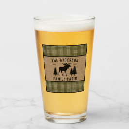 Rústica familia Cabina Moose Pine Green Plaid Burl