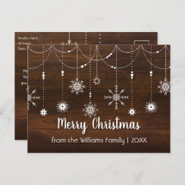 Rústica Feliz Navidad País Madera de copos de niev