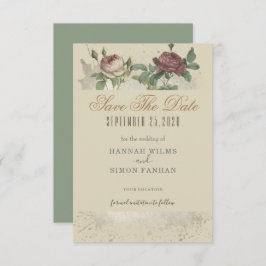 Rústica Floral Borgoña Marsala Guardar La Tarjeta 