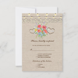 Rústica Flores Salvajes Burlap Wedding RSVP
