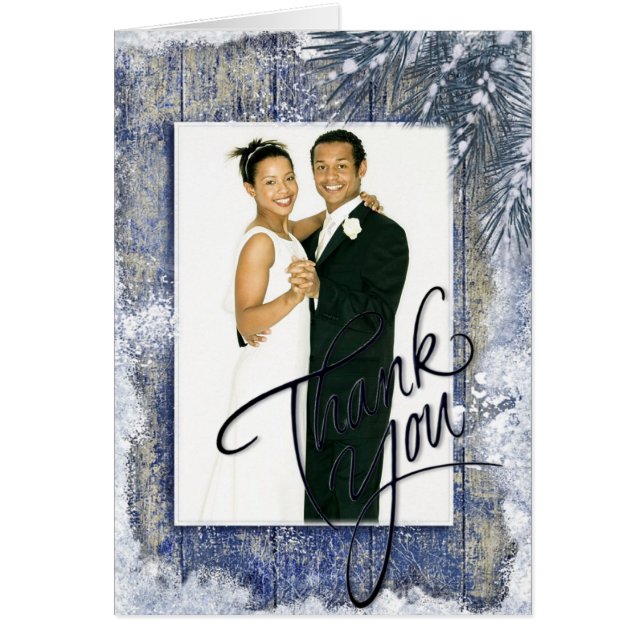 Rústica foto de la boda de invierno gracias (Frente)