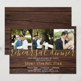 Rústica FOTO ensayo Invitación a la cena Madera