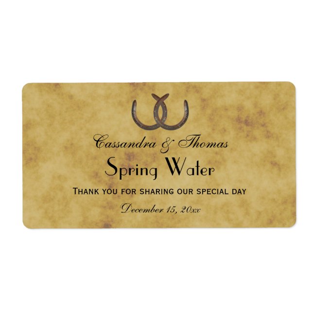 Rústica herradura afligida etiqueta de agua BG (Frente)