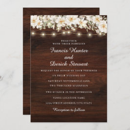 Rústica Leaf String ilumina la invitación a la bod