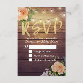 Rústica Madera Floral Cuerdas Ligeras Boda RSVP Re