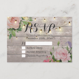 Rústica Madera Floral Cuerdas Ligeras Boda RSVP Re
