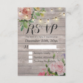 Rústica Madera Floral Cuerdas Ligeras Boda RSVP Re