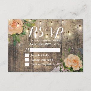 Rústica Madera Floral Cuerdas Ligeras Boda RSVP Re