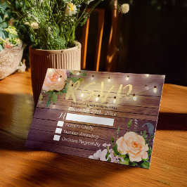 Rústica Madera Floral Cuerdas Ligeras Boda RSVP Re