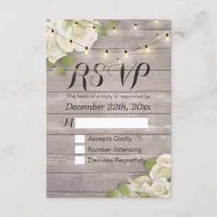 Rústica Madera Floral Cuerdas Ligeras Boda RSVP Re
