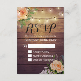 Rústica Madera Floral Cuerdas Ligeras Boda RSVP Re