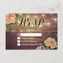 Rústica Madera Floral Cuerdas Ligeras Boda RSVP Re