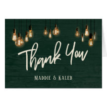 Rústica Madera Verde Oscura con Edison Lights Grac