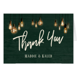 Rústica Madera Verde Oscura con Edison Lights Grac