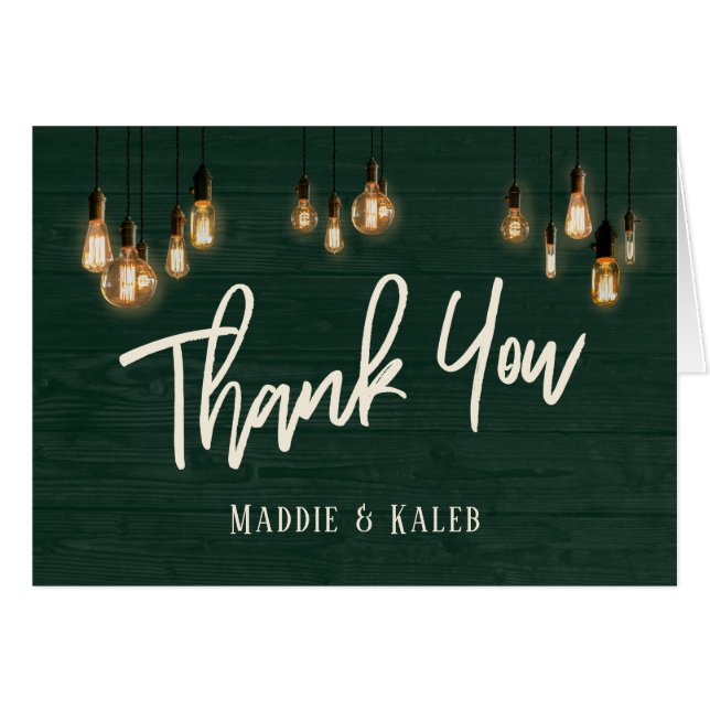 Rústica Madera Verde Oscura con Edison Lights Grac (Anverso (Horizontal))