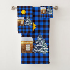 Rústica Northwoods Winter Log Cabin Buffalo Plaid