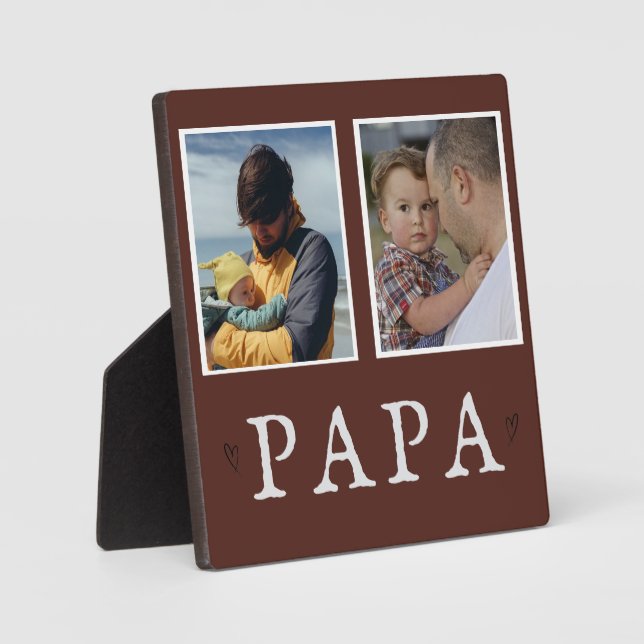 Rústica placa de abuelo personalizada de 2 fotos (Anverso)