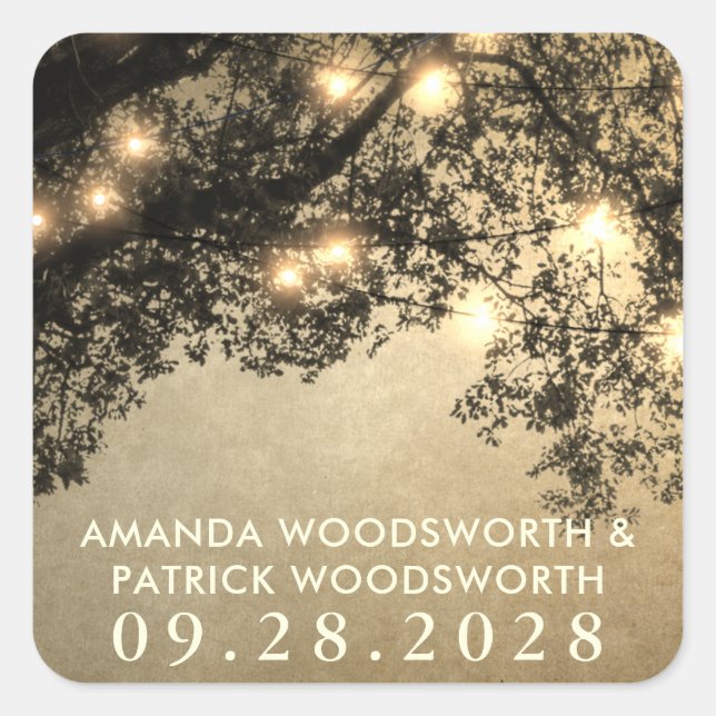 Rústica rama de árbol vintage matrimonio Pegatinas (Anverso)