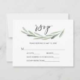 Rústica rama de olivo verde simple matrimonio RSVP