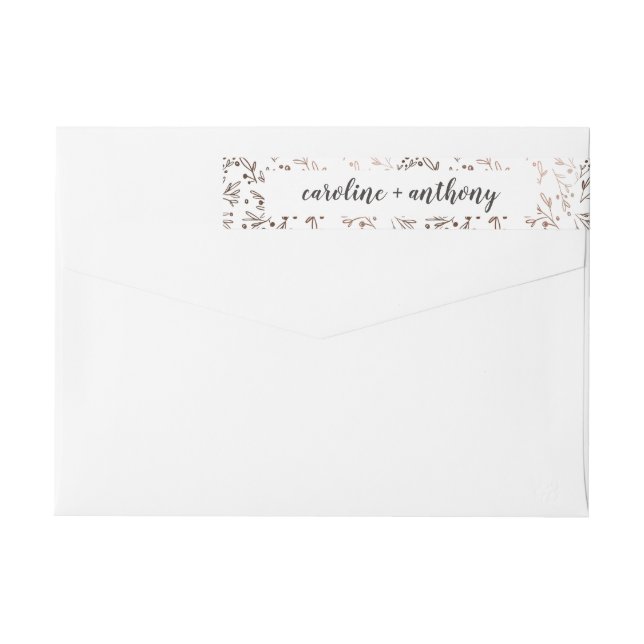 Rústica ramas Relieve metalizado de cobre Boda oto (Reverso)