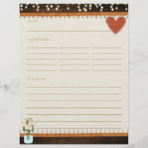 Rústica tarjeta de receta de Mason Jar Kitchen Ins