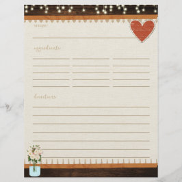 Rústica tarjeta de receta de Mason Jar Kitchen Ins