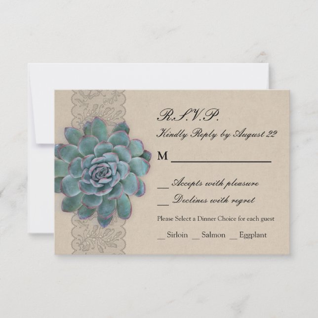Rústica tarjeta RSVP de boda exitosa (Anverso)