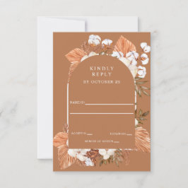 Rústica Terracota Boho Pampas Boda Arqueada RSVP