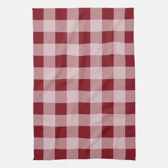 Rústica toalla de cocina roja de Gingham (Vertical)