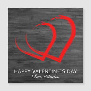 Rústica Wood Red Heart Happy Valentine Day Card
