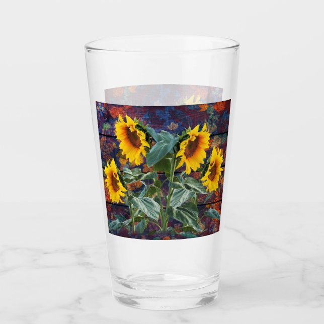 Rústicas hojas otoñales y girasoles (Anverso)