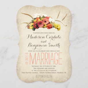 Rústicas invitaciones a casamiento de ciervos