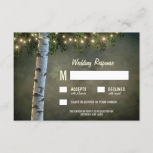 Rústicas luces Birch Bark Tree Wedding Tarjetas RS