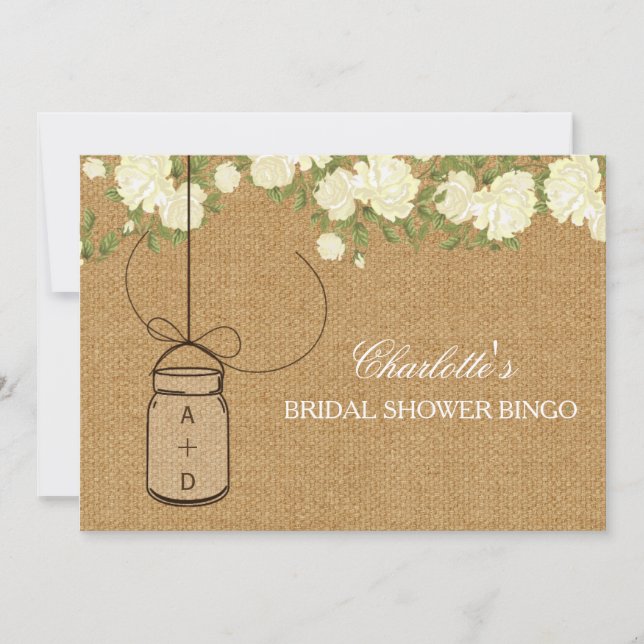 Rústicas tarjetas de bingo de ducha de novia de Ro (Anverso)