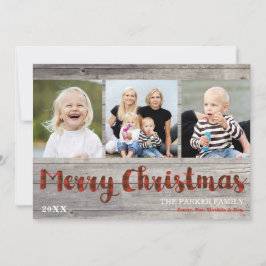 Rústico 3 Navidades de fotografía Tarjeta plana de