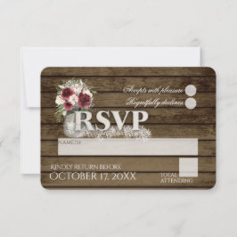 Rústico Amor a la vejez Rosas de Borgoña Boda RSVP
