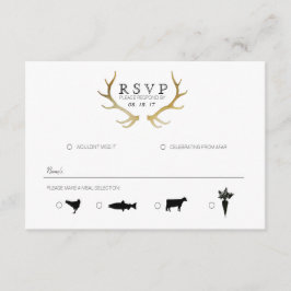 Rústico Antler De Oro | Elegante RSVP
