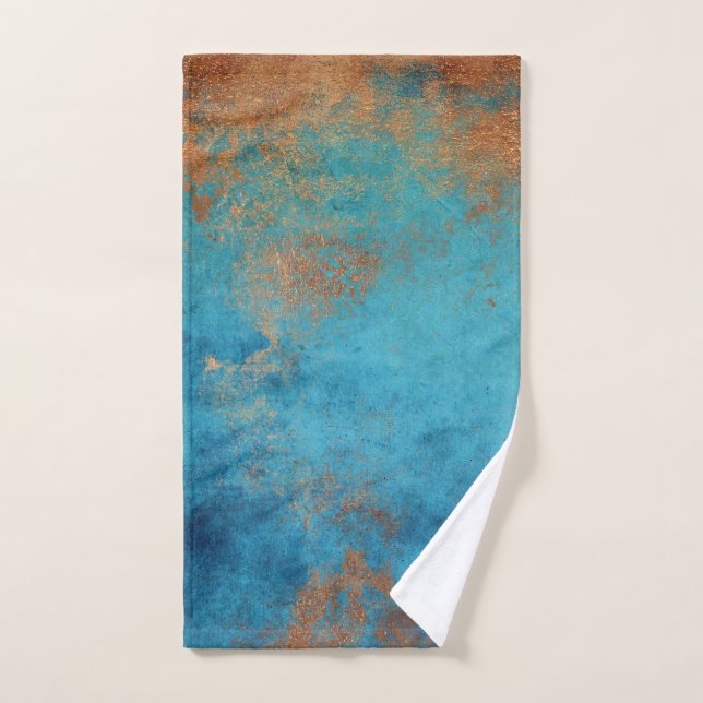 Rústico azul de cobre de Boho (Toalla de mano)