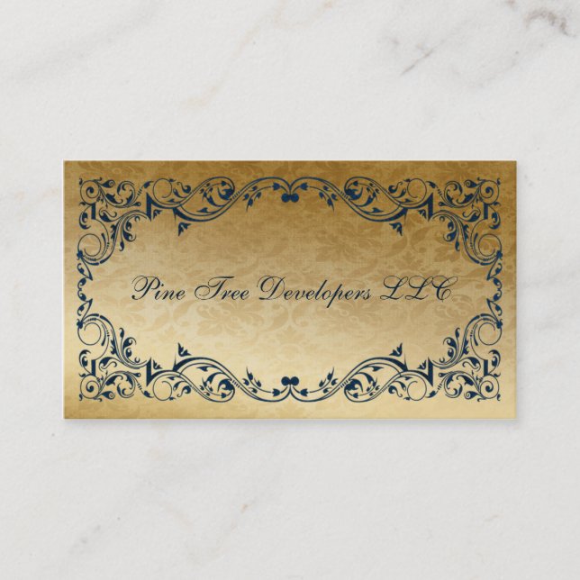 rústico azul marino regal Elegante Tarjetas de vis (Anverso)