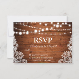 Rústico Boda Wood String Lights Lace RSVP
