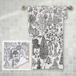 Rústico Boho Patrón de Árbol en Negro y Blanco