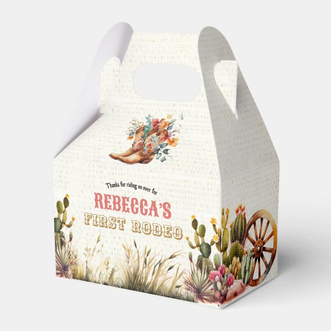 Rústico Boots Cowgirl 1ª caja de favores de cumple (Front Side)