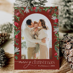 Rústico Borgoña Rojo 1 Fotos Arco Feliz Navidad<br><div class="desc">Esta colección cuenta con flores de color agua rojo,  bayas y vegetación de invierno con tipografía moderna y elegante,  con un patrón botánico de invierno.</div>