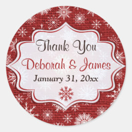 Rústico Burlap Rojo Copos de nieve Pegatina favori