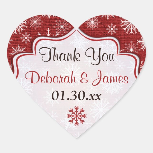 Rústico Burlap Rojo Copos de nieve Pegatina favori (Anverso)