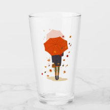 Rústico Chica de paraguas de otoño