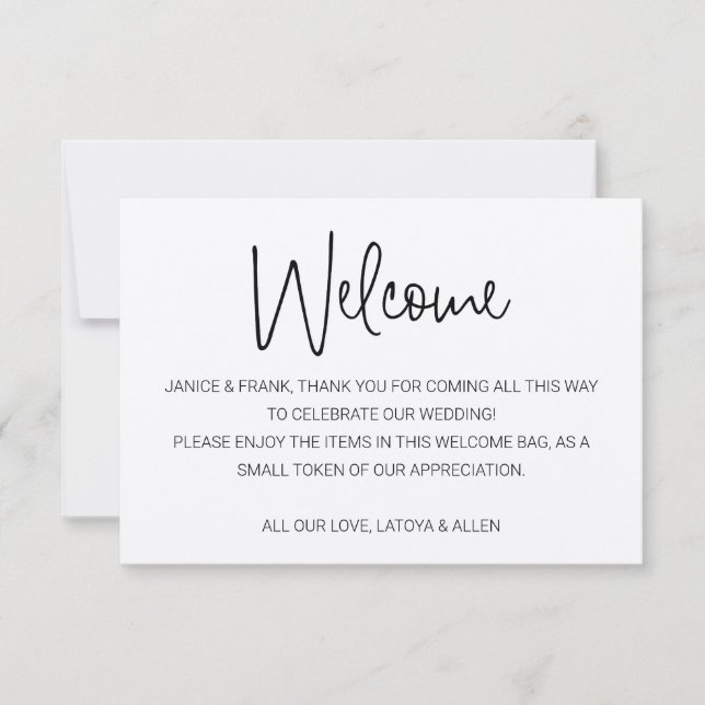 Rústico Con Nombres Bienvenidos Boda Cesta De Rega (Anverso)