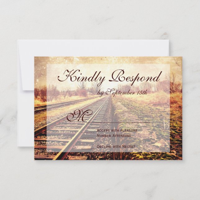 Rústico Country Railroad Tracks Boda Tarjetas RSVP (Anverso)